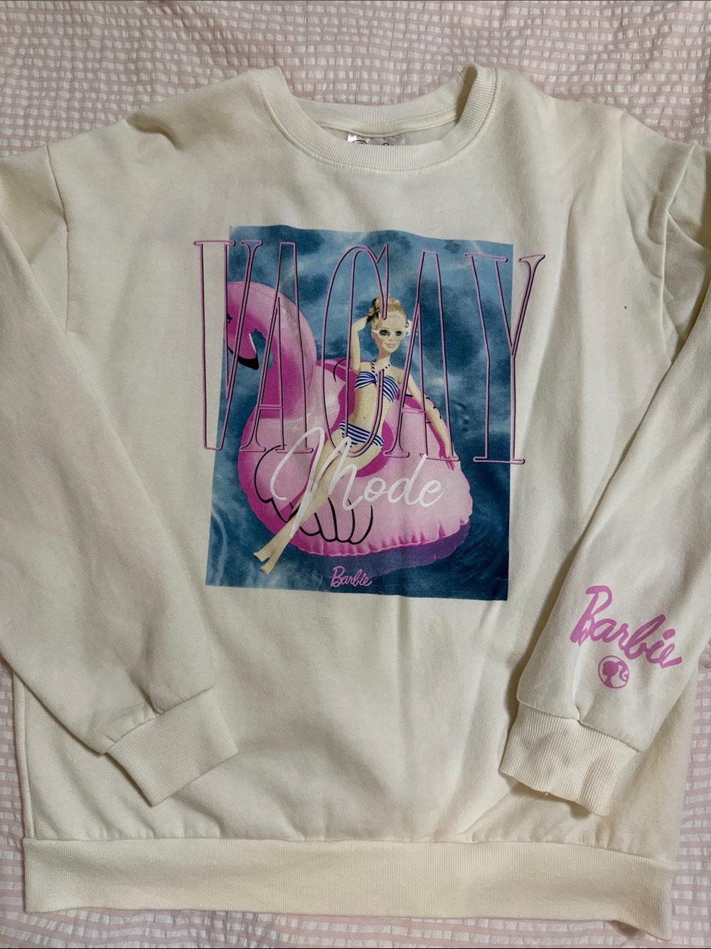 Barbie Sz Small Vacay Mode Cream Sweatshirt - New & Unworn, no tags